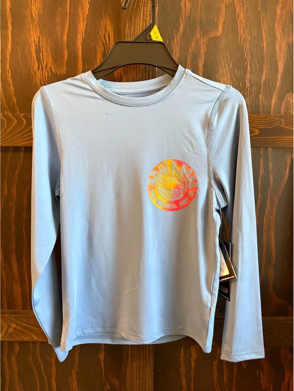 Maui & Sons Kids Shirt L 10/12 Beige Good Vibes Company Surf Sun Rash Guard